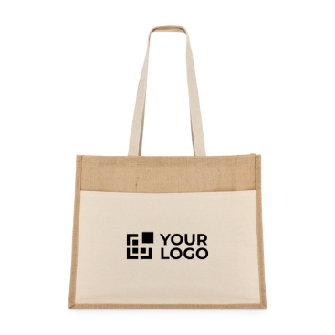 Jutetasche mit Baumwollfronttasche und passenden Henkeln 320 g/m²