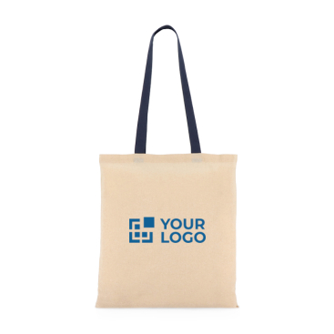 Baumwolltasche OEKO-TEX mit bunten Henkeln 140 g/m²