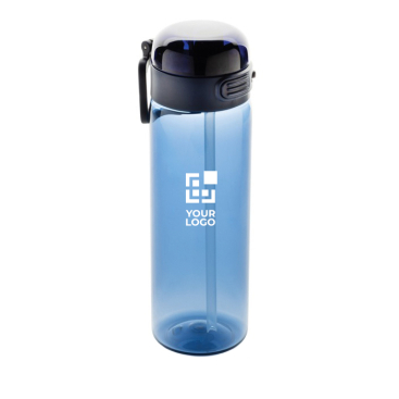 Sportflasche aus RPET mit auslaufsicherem Deckel und Trinkhalm 800 ml